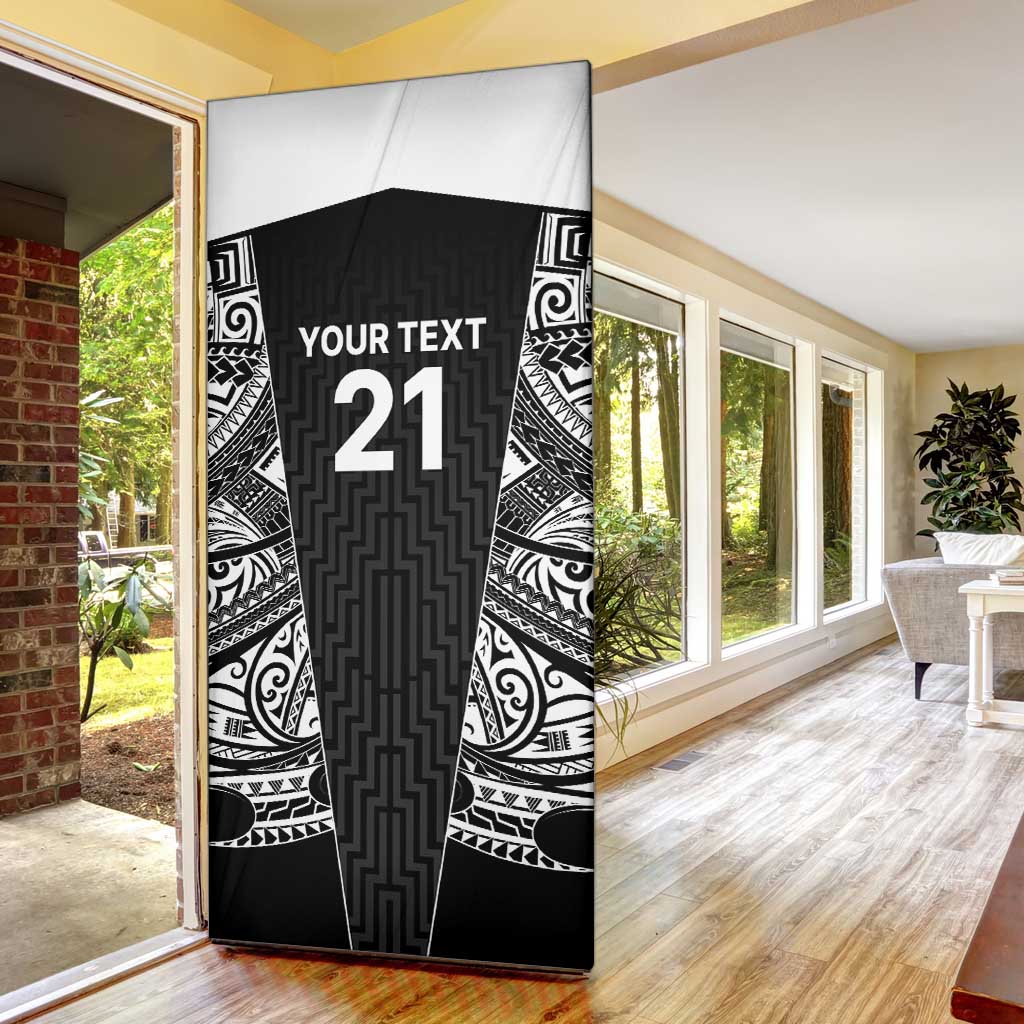 New Zealand Black Fern Custom Door Cover Maori Tukutuku Black-white Motif - Aussie Hoodie