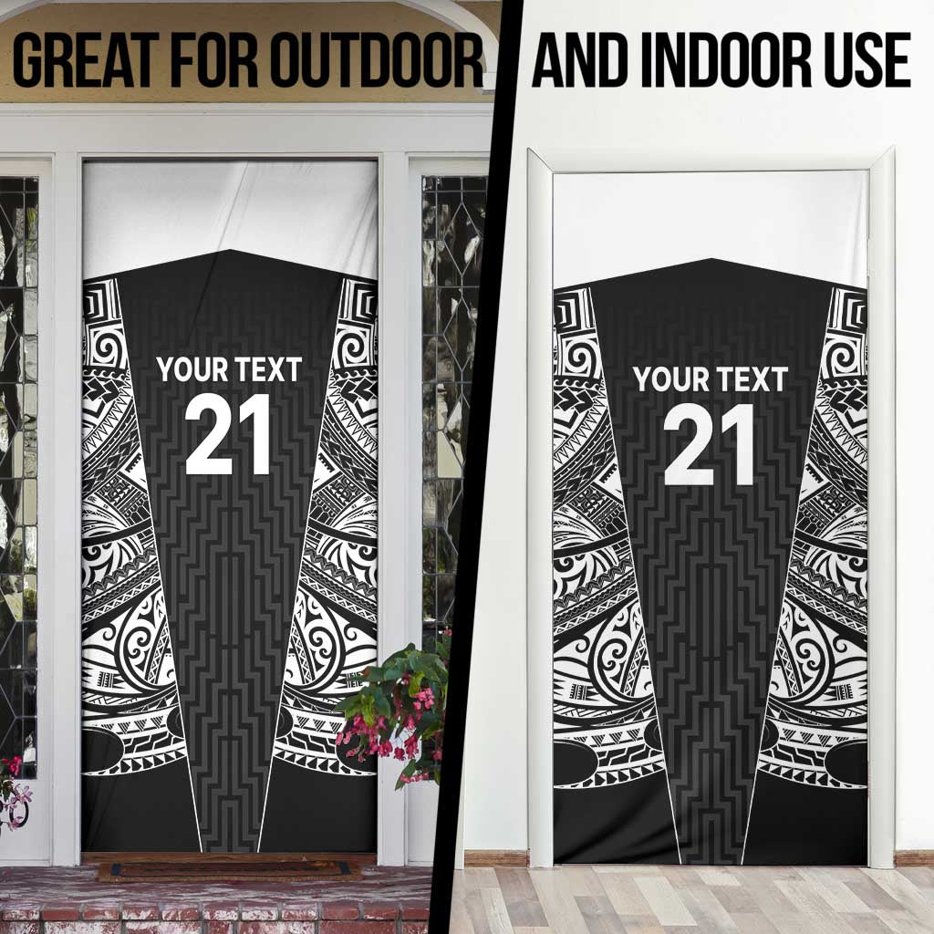 New Zealand Black Fern Custom Door Cover Maori Tukutuku Black-white Motif - Aussie Hoodie