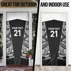 New Zealand Black Fern Custom Door Cover Maori Tukutuku Black-white Motif - Aussie Hoodie