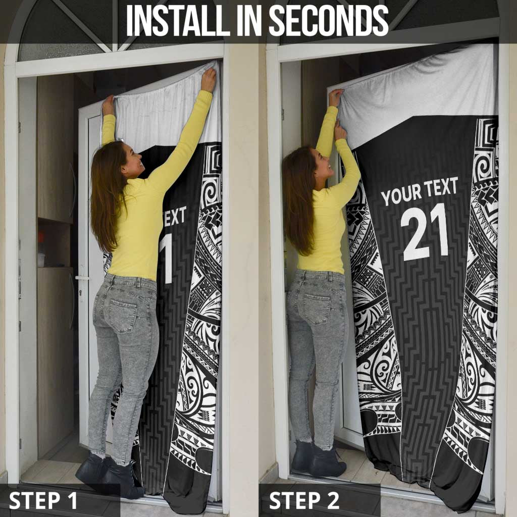 New Zealand Black Fern Custom Door Cover Maori Tukutuku Black-white Motif - Aussie Hoodie