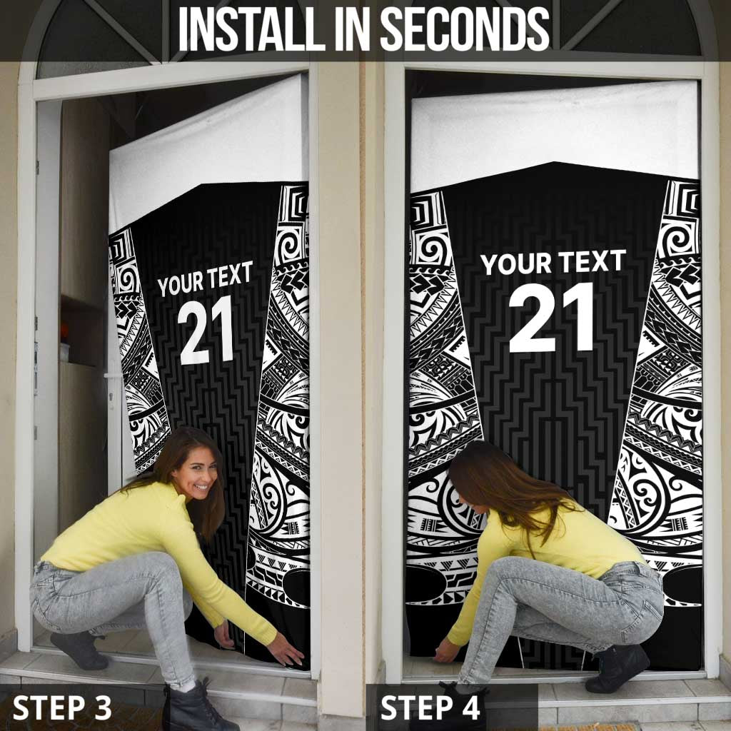 New Zealand Black Fern Custom Door Cover Maori Tukutuku Black-white Motif - Aussie Hoodie