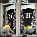 New Zealand Black Fern Custom Door Cover Maori Tukutuku Black-white Motif - Aussie Hoodie