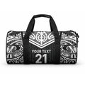 New Zealand Black Fern Custom Duffle Bag Maori Tukutuku Black-white Motif