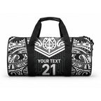 New Zealand Black Fern Custom Duffle Bag Maori Tukutuku Black-white Motif