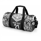 New Zealand Black Fern Custom Duffle Bag Maori Tukutuku Black-white Motif