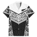 New Zealand Black Fern Custom Family Matching Mermaid Dress and Hawaiian Shirt Maori Tukutuku Black-white Motif