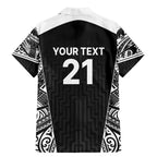 New Zealand Black Fern Custom Family Matching Mermaid Dress and Hawaiian Shirt Maori Tukutuku Black-white Motif