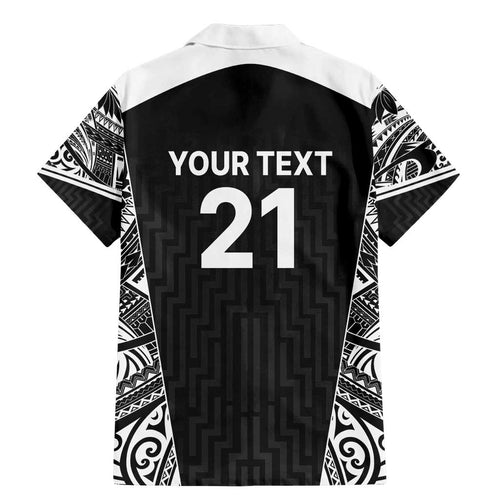 New Zealand Black Fern Custom Family Matching Mermaid Dress and Hawaiian Shirt Maori Tukutuku Black-white Motif