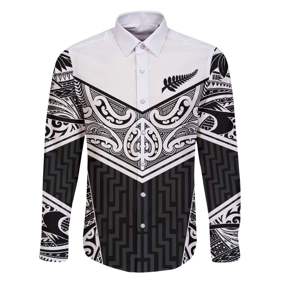 New Zealand Black Fern Custom Family Matching Off The Shoulder Long Sleeve Dress and Hawaiian Shirt Maori Tukutuku Black-white Motif