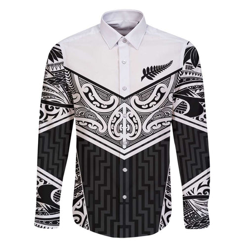 New Zealand Black Fern Custom Family Matching Off The Shoulder Long Sleeve Dress and Hawaiian Shirt Maori Tukutuku Black-white Motif