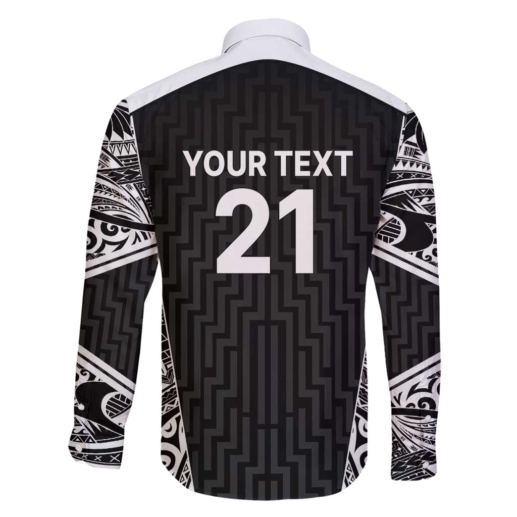 New Zealand Black Fern Custom Family Matching Puletasi and Hawaiian Shirt Maori Tukutuku Black-white Motif