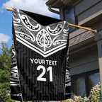 New Zealand Black Fern Custom Garden Flag Maori Tukutuku Black-white Motif