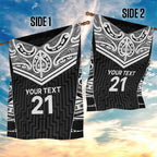 New Zealand Black Fern Custom Garden Flag Maori Tukutuku Black-white Motif