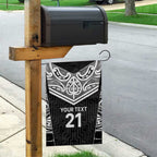 New Zealand Black Fern Custom Garden Flag Maori Tukutuku Black-white Motif