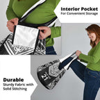 New Zealand Black Fern Custom Grocery Bag Maori Tukutuku Black-white Motif
