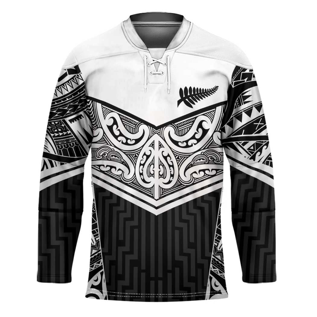 New Zealand Black Fern Custom Hockey Jersey Maori Tukutuku Black-white Motif - Aussie Hoodie