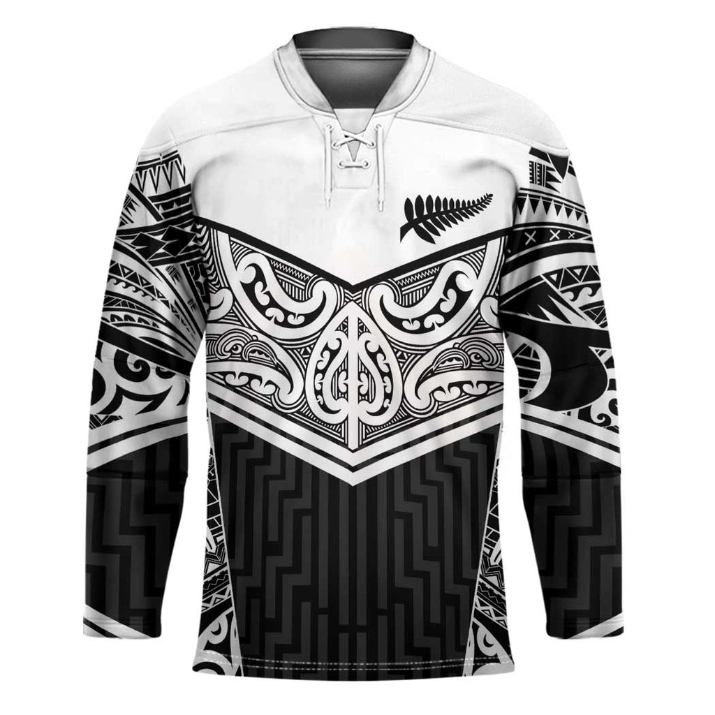 New Zealand Black Fern Custom Hockey Jersey Maori Tukutuku Black-white Motif - Aussie Hoodie