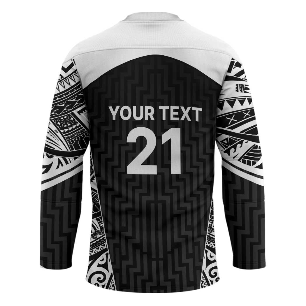 New Zealand Black Fern Custom Hockey Jersey Maori Tukutuku Black-white Motif - Aussie Hoodie