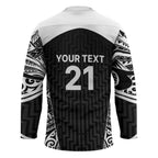 New Zealand Black Fern Custom Hockey Jersey Maori Tukutuku Black-white Motif - Aussie Hoodie