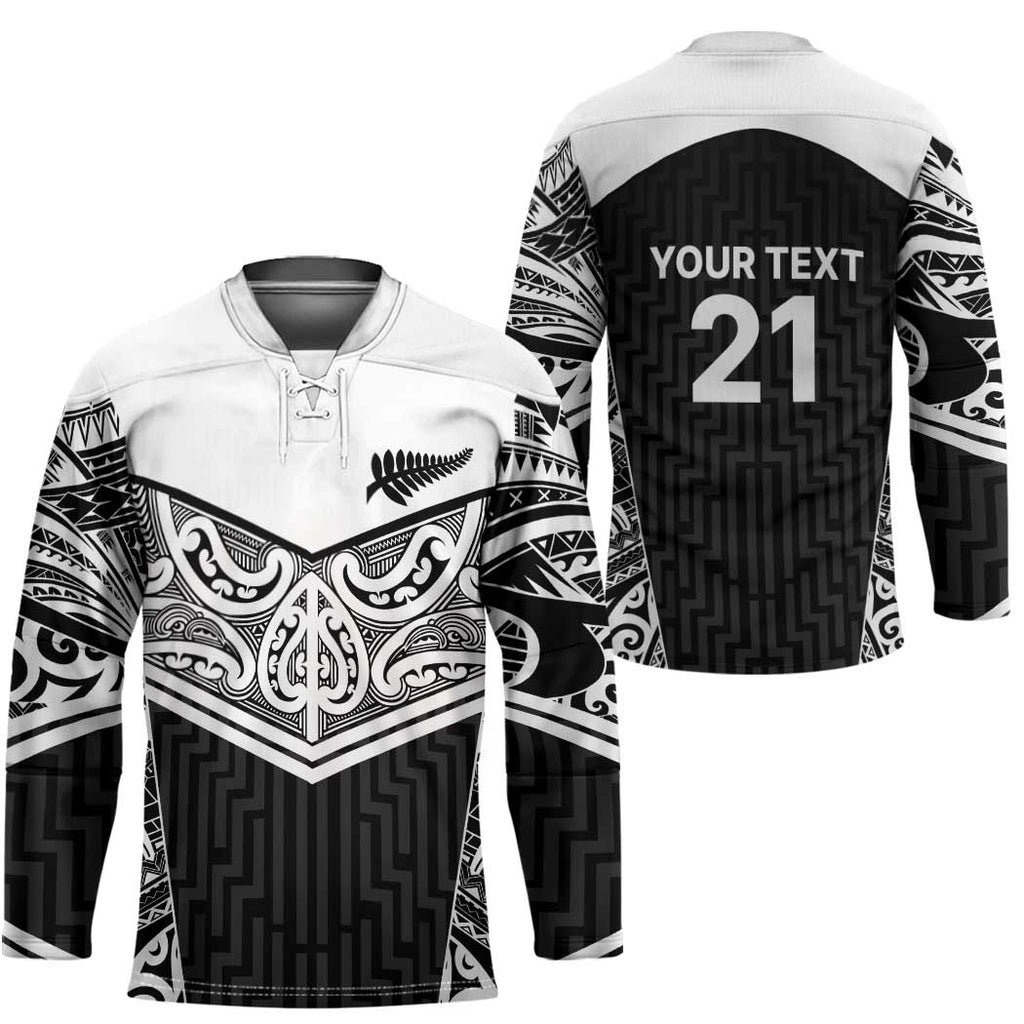 New Zealand Black Fern Custom Hockey Jersey Maori Tukutuku Black-white Motif - Aussie Hoodie