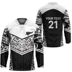 New Zealand Black Fern Custom Hockey Jersey Maori Tukutuku Black-white Motif - Aussie Hoodie