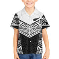 New Zealand Black Fern Custom Kid Hawaiian Shirt Maori Tukutuku Black-white Motif