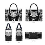 New Zealand Black Fern Custom Leather Bag Maori Tukutuku Black-white Motif - Aussie Hoodie