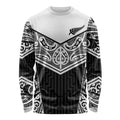New Zealand Black Fern Custom Long Sleeve Shirt Maori Tukutuku Black-white Motif