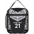 New Zealand Black Fern Custom Lunch Bag Maori Tukutuku Black-white Motif