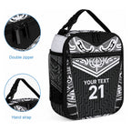 New Zealand Black Fern Custom Lunch Bag Maori Tukutuku Black-white Motif
