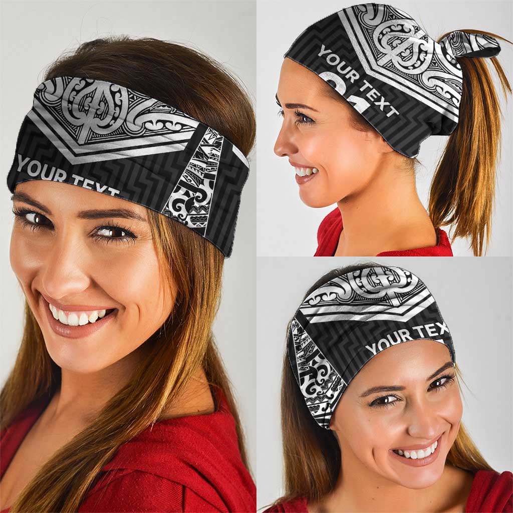 New Zealand Black Fern Custom Neck Gaiter Maori Tukutuku Black-white Motif - Aussie Hoodie