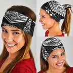 New Zealand Black Fern Custom Neck Gaiter Maori Tukutuku Black-white Motif - Aussie Hoodie