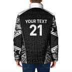 New Zealand Black Fern Custom Padded Jacket Maori Tukutuku Black-white Motif - Aussie Hoodie