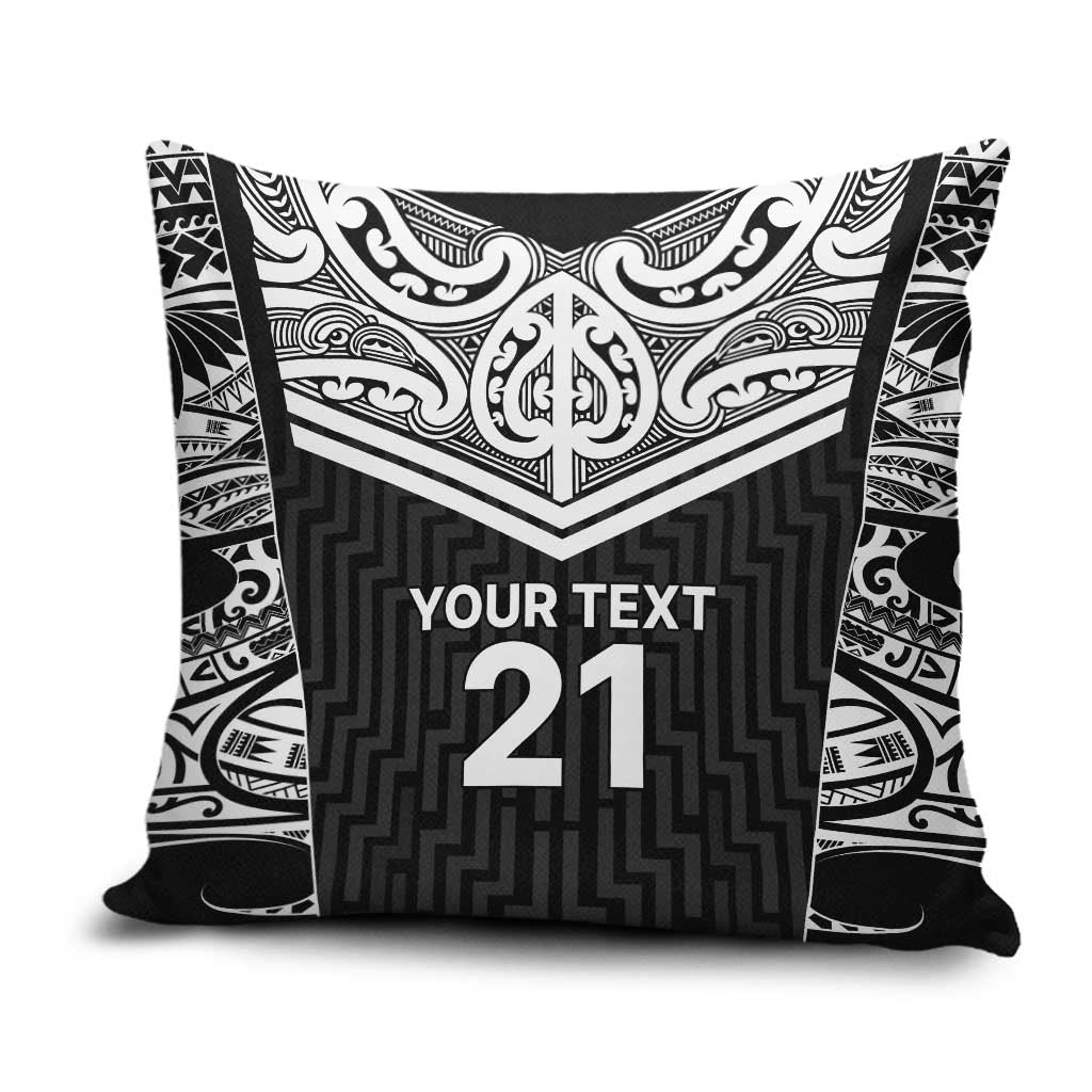 New Zealand Black Fern Custom Pillow Cover Maori Tukutuku Black-white Motif - Aussie Hoodie