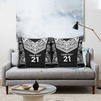 New Zealand Black Fern Custom Pillow Cover Maori Tukutuku Black-white Motif - Aussie Hoodie