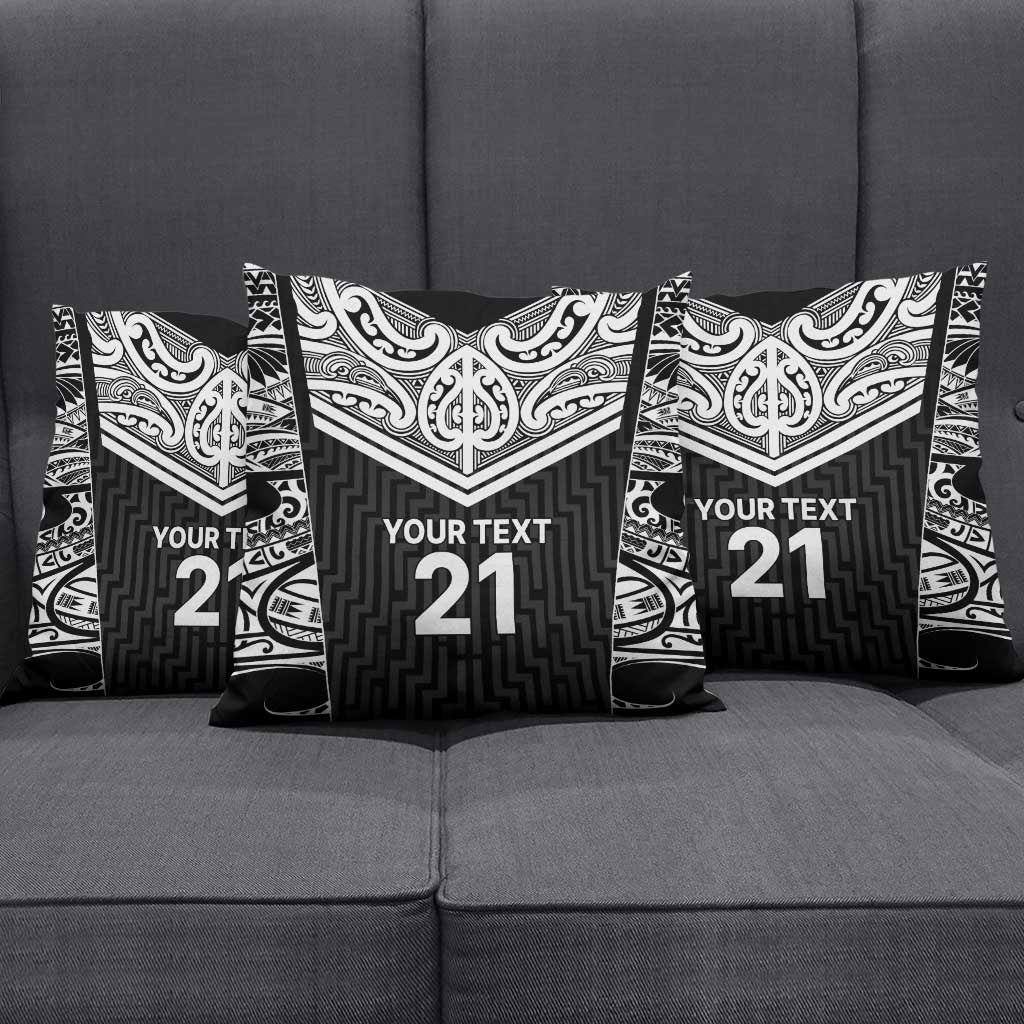 New Zealand Black Fern Custom Pillow Cover Maori Tukutuku Black-white Motif - Aussie Hoodie