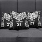 New Zealand Black Fern Custom Pillow Cover Maori Tukutuku Black-white Motif - Aussie Hoodie