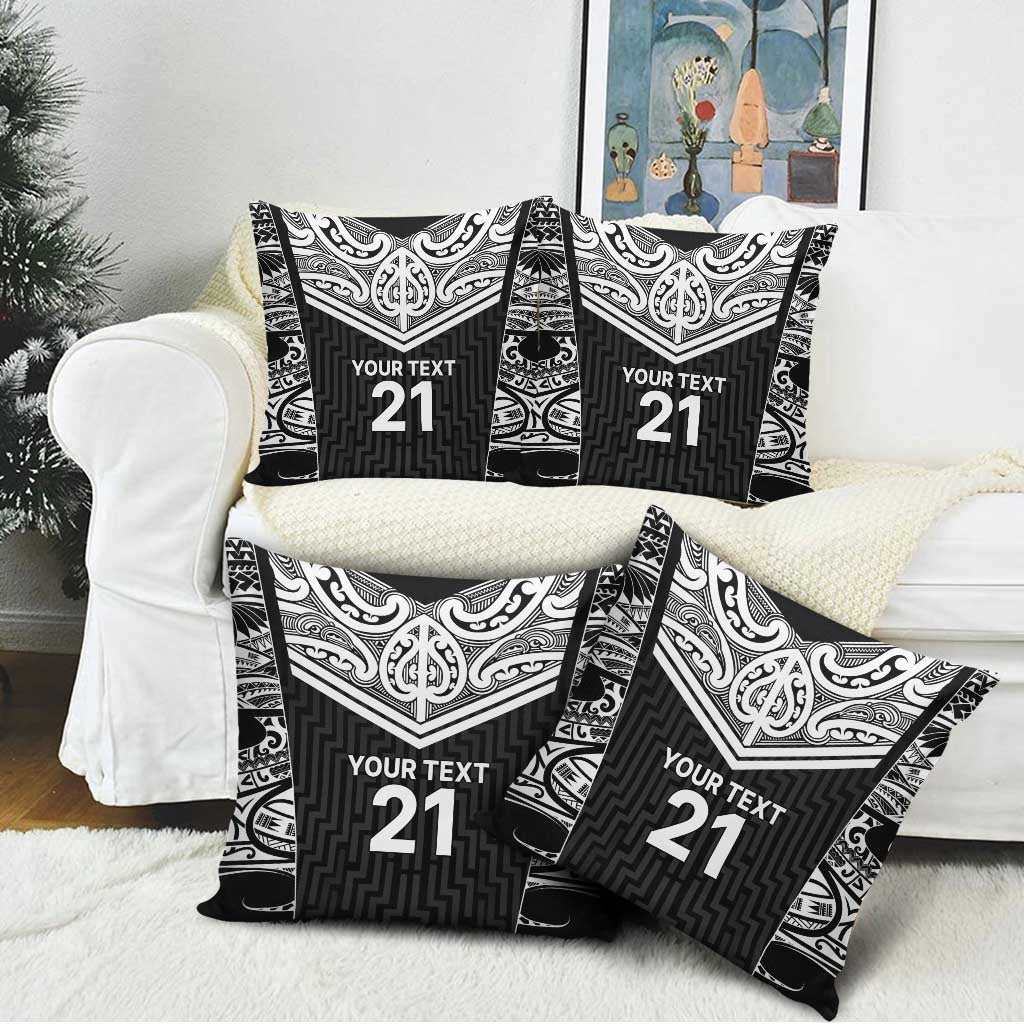 New Zealand Black Fern Custom Pillow Cover Maori Tukutuku Black-white Motif - Aussie Hoodie