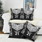 New Zealand Black Fern Custom Pillow Cover Maori Tukutuku Black-white Motif - Aussie Hoodie