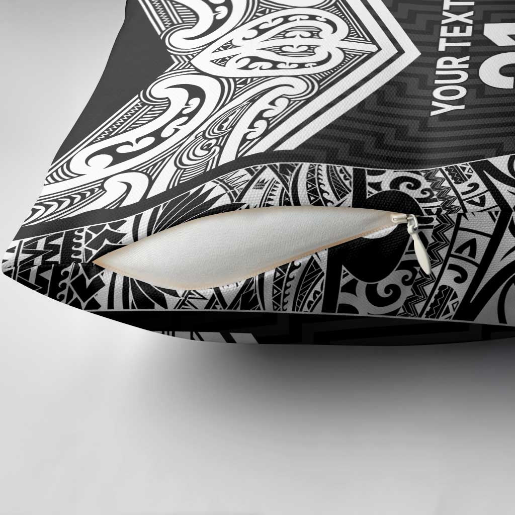 New Zealand Black Fern Custom Pillow Cover Maori Tukutuku Black-white Motif - Aussie Hoodie
