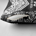 New Zealand Black Fern Custom Pillow Cover Maori Tukutuku Black-white Motif - Aussie Hoodie