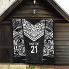 New Zealand Black Fern Custom Quilt Maori Tukutuku Black-white Motif