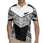 New Zealand Black Fern Custom Rugby Jersey Maori Tukutuku Black-white Motif