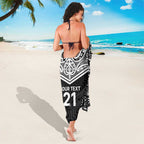 New Zealand Black Fern Custom Sarong Maori Tukutuku Black-white Motif