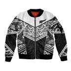 New Zealand Black Fern Custom Sleeve Zip Bomber Jacket Maori Tukutuku Black-white Motif