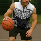 New Zealand Black Fern Custom Sleeveless Zip Hoodie Maori Tukutuku Black-white Motif LT9