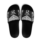 New Zealand Black Fern Custom Slide Sandals Maori Tukutuku Black-white Motif - Aussie Hoodie