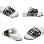 New Zealand Black Fern Custom Slide Sandals Maori Tukutuku Black-white Motif - Aussie Hoodie