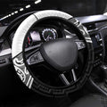 New Zealand Black Fern Steering Wheel Cover Maori Tukutuku Black-white Motif