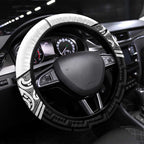 New Zealand Black Fern Steering Wheel Cover Maori Tukutuku Black-white Motif